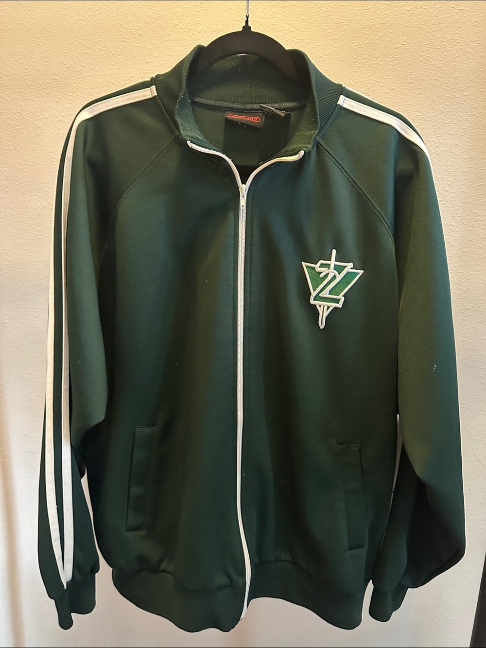 Nintendo The Legend of Zelda Dark Green Track Jacket with White Trim and Crest